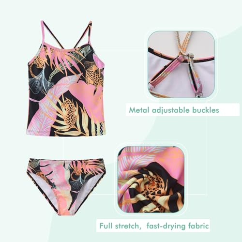 Image of Girls Two Piece Tankini Swimsuits Rainbow Striped Bathing Suit Swim Suit