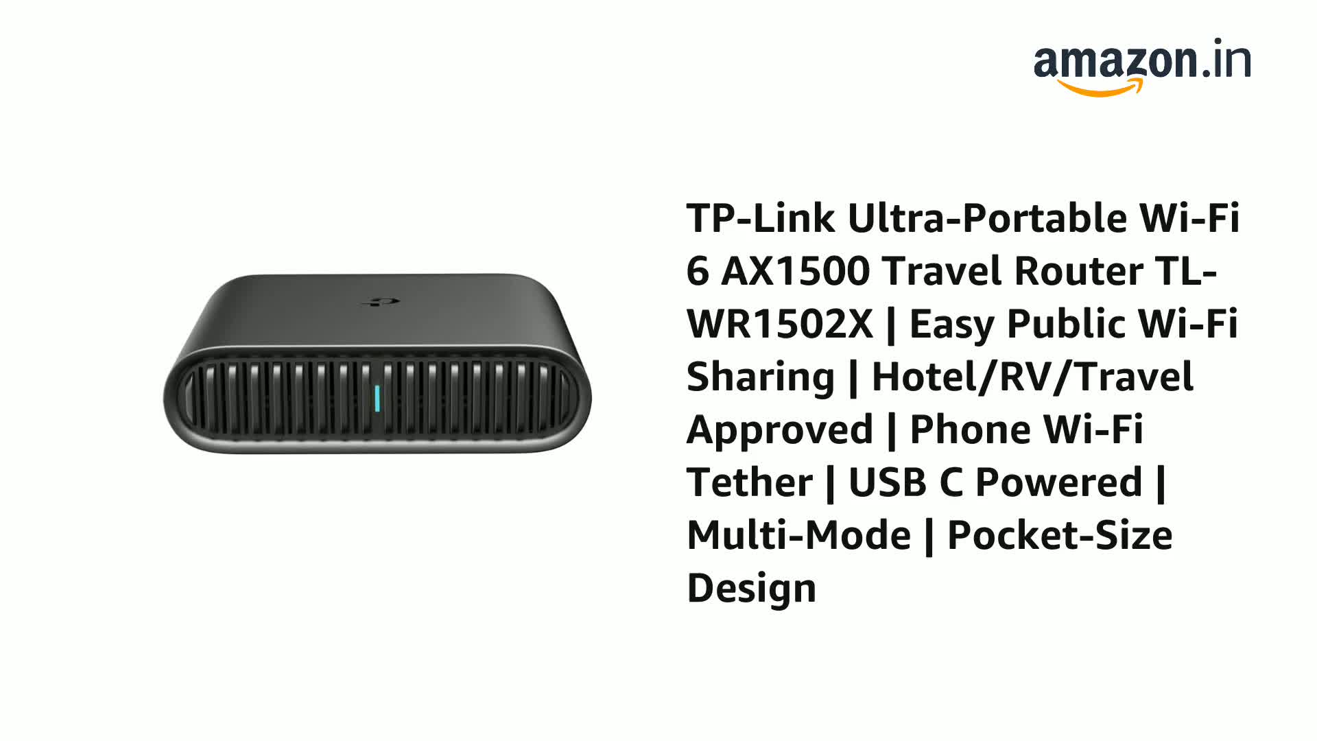 TP-Link TL-WR1502X Ultra-Portable Wi-Fi 6 AX1500 Travel Router