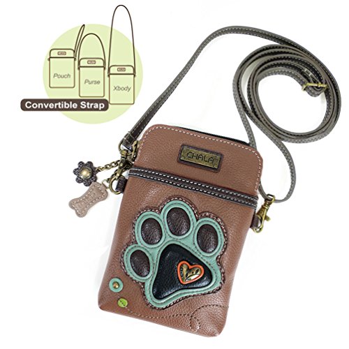Image of CHALA Dog Collection Cell Phone Crossbody Purse-Women PU Leather /Canvas Multicolor Handbag with Adjustable Strap