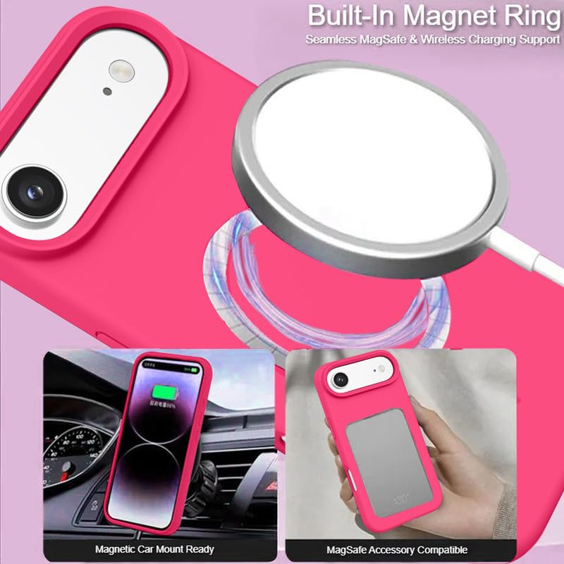 Image of LuxuryKase Silicone Magnetic Case for iPhone Air | Soft Microfiber Lining | MagSafe Support | Shockproof Protective Cover | Precise Cutouts | Slim Fit Design - Pink