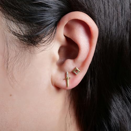 limerencia 20G Hypoallergenic Titanium Screw Back Earrings G23 Implant Grade F136 Studs Post for Sensitive Ears Tragus Helix Cartilage3