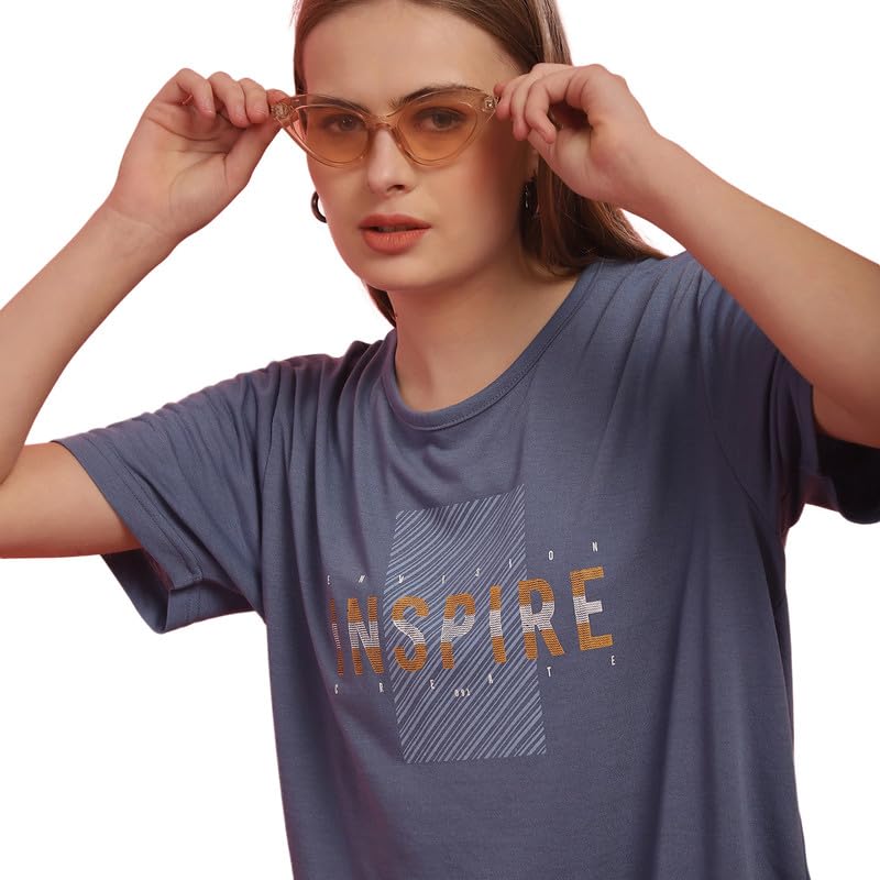 Image of Round Neck Cotton Printed Women Regular Fit Tshirt-P1950