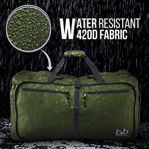 Extra Large Duffle Bag with Pockets - Waterproof Duffel Bag for Women and Men (Dark Green)