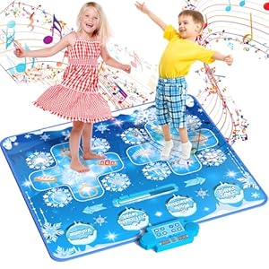 Joyvalley Kids Dance Mat Toys – 2-Player Dance Pad Gifts for Girls Boys Toddlers 3 4 5 6 7 8 9 + Year Old Electronic Dancing Mat Floor Games Toy with Music Light Christmas Birthday Gift (Frozen Blue)