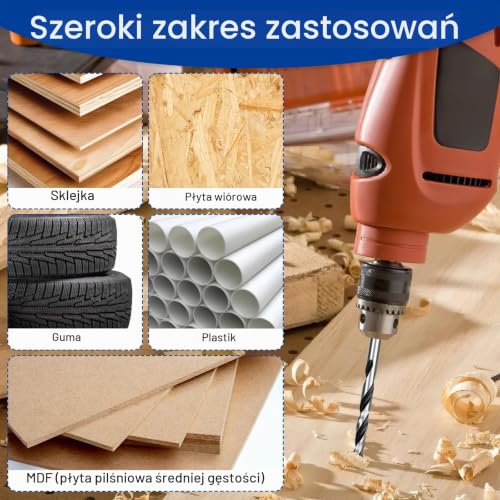 Zestaw wierteł do drewna 3 mm, 20 sztuk, długie wiertła do drewna, stal węglowa, wiertło spiralne do drewna z kluczem imbusowym i pierścieniem ograniczającym, wiertło belkowe do obróbki drewna