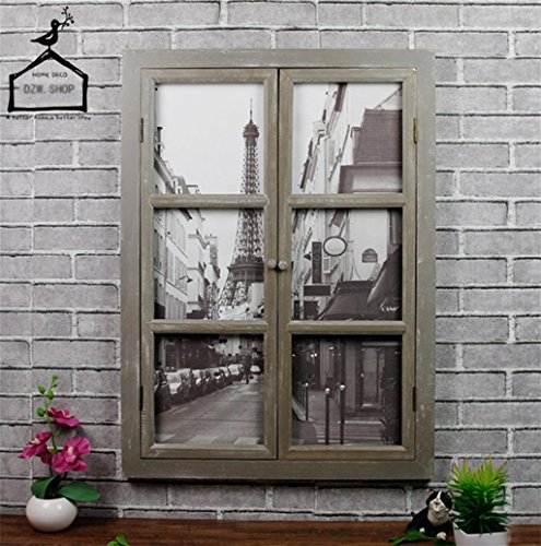 DZW Retro Viejo Ventanas Falsas,DecoracióN De La Pared De Madera Maciza,Ambiente Industrial,Adecuado Para El Hogar,Bar,CafeteríA Y Otros DecoracióN Retro Viento Industrial,58 * 6 * 80 Cm