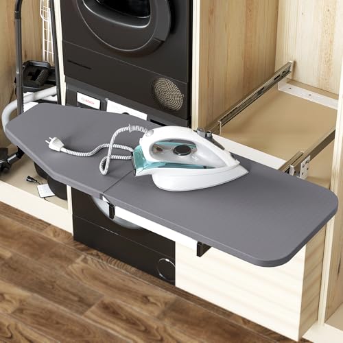 uyoyous 180° Rotation Extendable Ironing Board Foldable Ironing Board Rotating Folding Ironing Boards for Drawer Wardrobe Folding Dimensions L43 cm x W 30 cm x H 14 cm Grey - Image 7