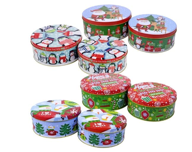Set of 8 Christmas Holiday Winter Round Nesting...