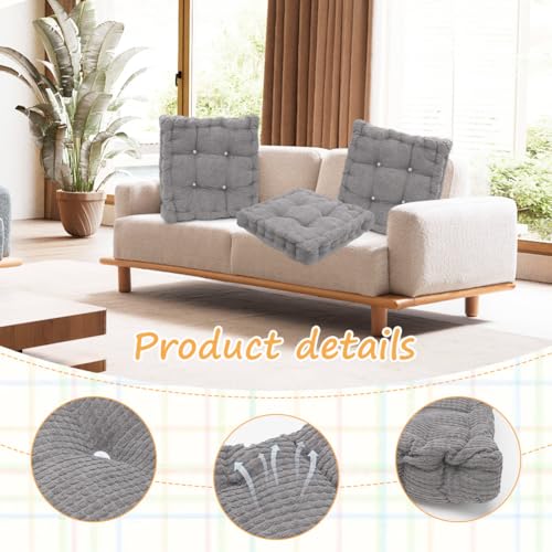 2er Set Sitzkissen, 40x40cm Stuhlkissen für Indoor und Outdoor aus Dicke Polsterung Steppkissen Bodenkissen Bank und Gartenstuhl Quadrat – Bild 3