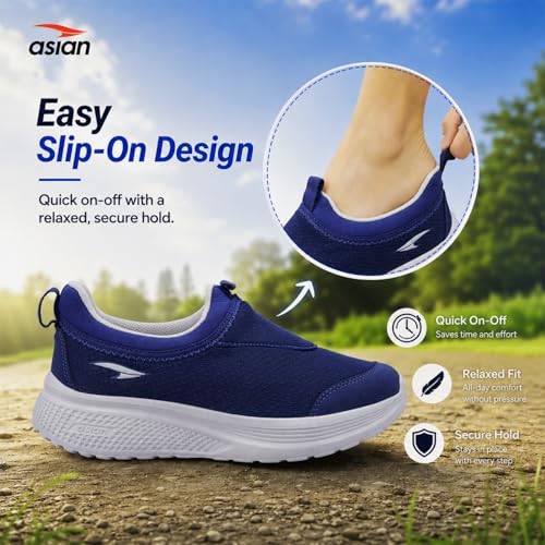 Image of ASIAN Wonderwalk-31 Men's Walking Shoes | Slip-On Daily Walk Trainer with Breathable Knit Mesh, Memory Foam Comfort & Lightweight Design