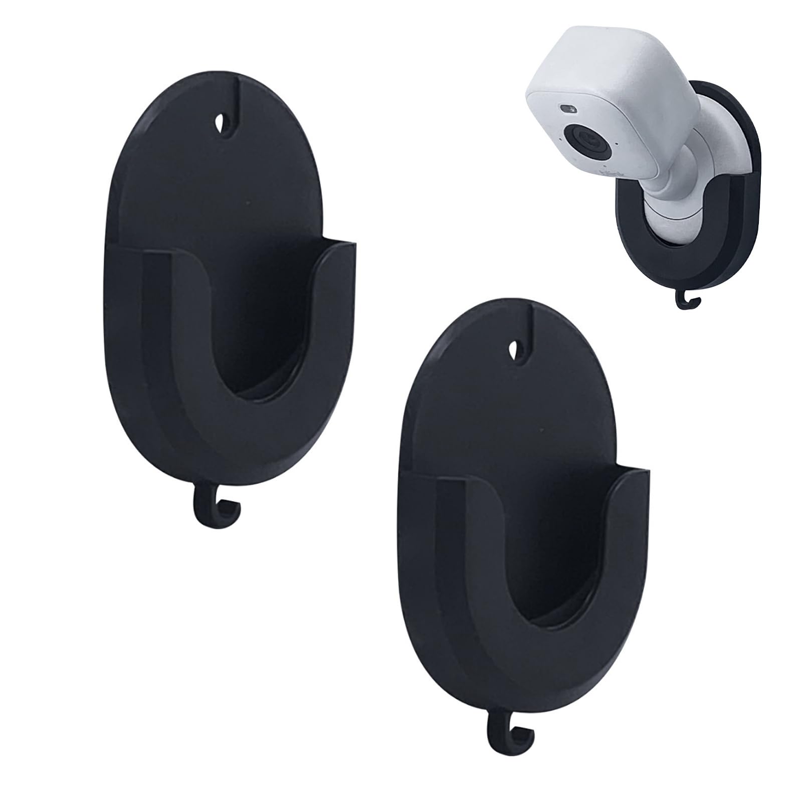 Thfaeyta 2 Pack Ring Indoor Camera Mount, No Drill Wall Bracket for Ring Camera Indoor, Adhesive Security Camera Holder Compatible with Ring Indoor Cam 2nd Gen/Outdoor 4th Gen/Mini 2 (Black)
