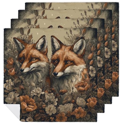 Servilletas de Tela con Animales y Flores 4 Piezas miniatura 1