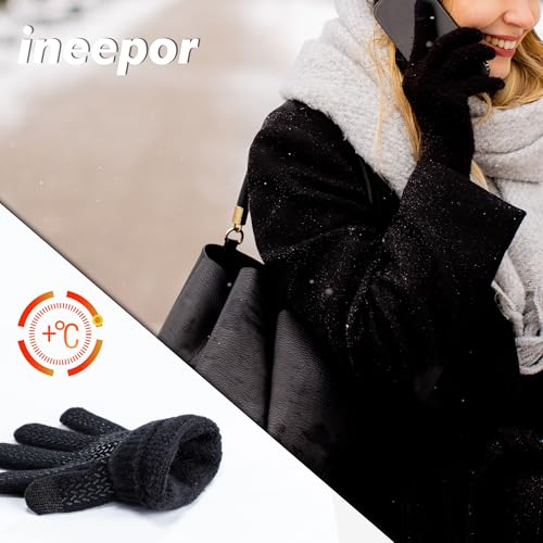 ineepor Alpaka Handschuhe Herren Damen Winter Strickhandschuhe Thermo Warme Wolle Gloves Touchscreen Dünne Grip Weich Rutschfest Flexible