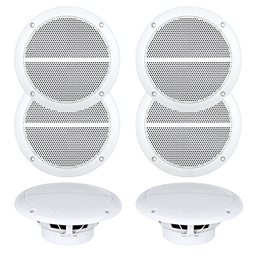 Image of Enrock EM602W 6.5 inch 90 Watt Peak 2-Way Marine Full Range Speakers (White, 3 Pair)