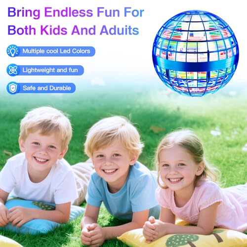 PKBOSS Fliegender Ball Magic Flying Orb Ball,Hand Controlled Hover Schwebender mit LED Licht Flying Spinner Mini Drohne Für Kinder Hover Toy Geschenke für Jungen Mädchen 6-12 Jahre