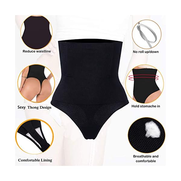 Hioffer 328 Women Waist Cincher Girdle Tummy Slimmer Sexy Thong Panty Shapewear Black