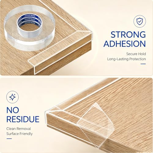 Image of ZOMPAGO 2 Rolls Value Pack Clear Baby Proofing Edge Protector vs Single Roll,Total 19.5FT(6M),1.18in Width Invisible Furniture Corner Guard,Cuttable Sharp Edge Safety Bumper