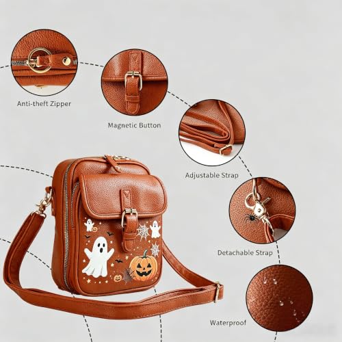 Image of Leather Crossbody Bag for Women,Anti-Theft Messenger Bag with Large Capacity,Built-in Purse Card Slots Shoulder Sling Bag