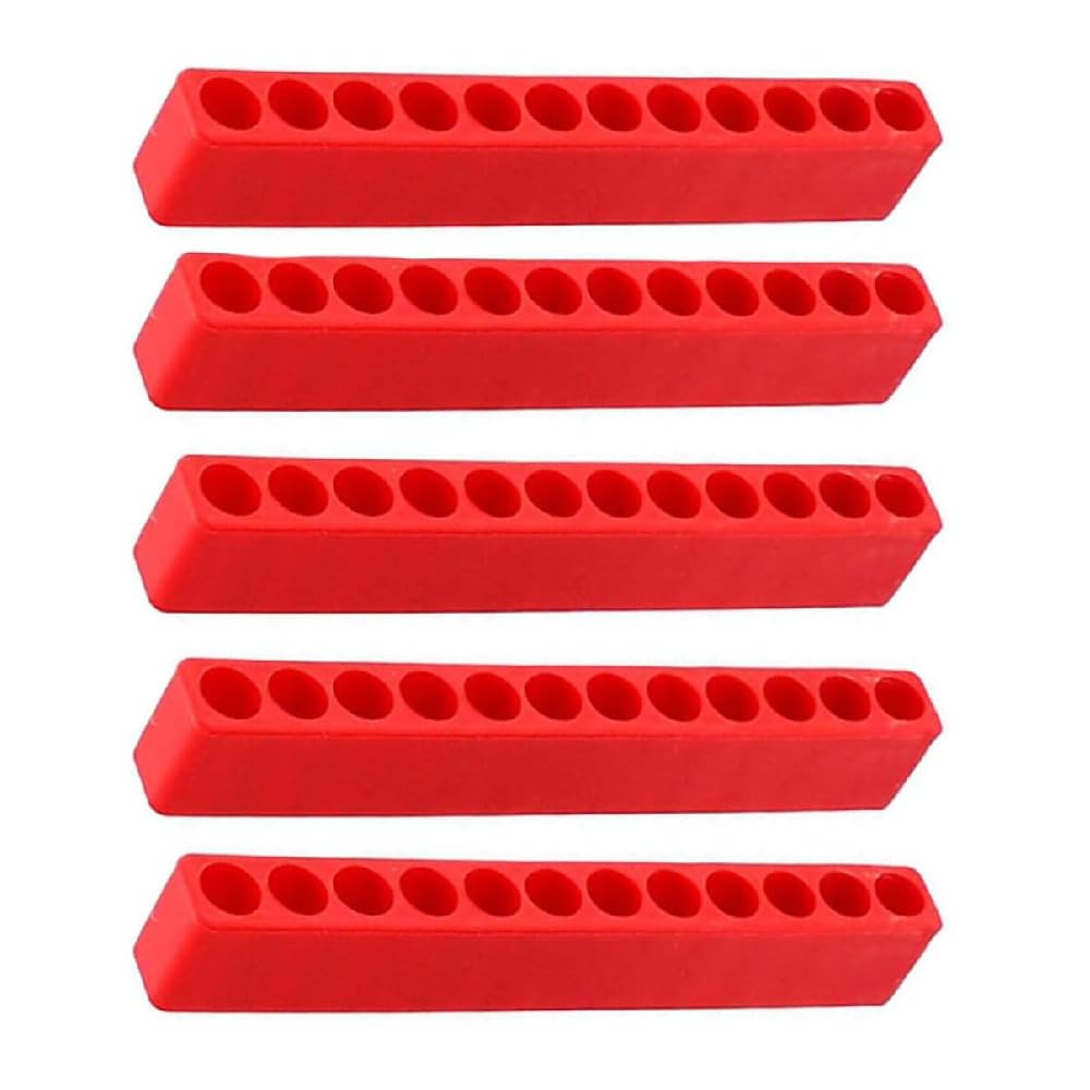 5Pcs 12 Holes Drill Bit Organiser, Flexible 1/4 inch Screwdriver Bits Storage Holder, Screwdriver Head Storage Strips for Storage and Organization