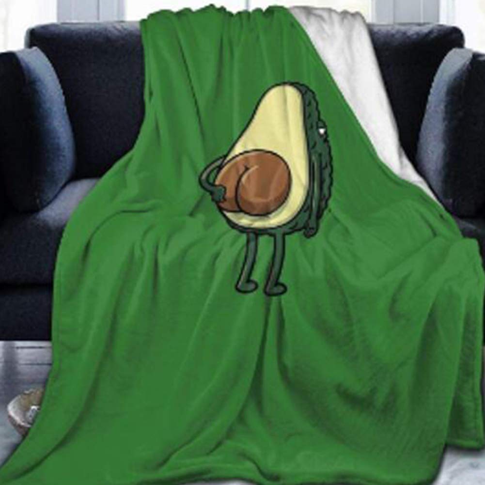 Chickwin Bed Throw Flannel Blankets, 3D Print Microfiber Soft Lightweight Cozy Fluffy Warm Home Bed Cover Bedspread All Season for Adults Couple Couch/Sofa Bed (Green Avocado,120x150cm)