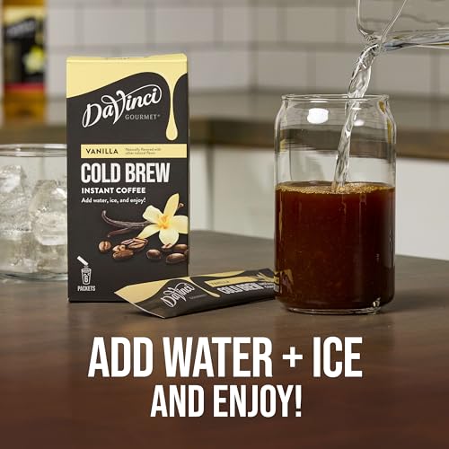 Image of DaVinci Gourmet Vanilla Cold Brew Stick Pack, Instant Coffee Powder, 6 Count (Pack of 8)
