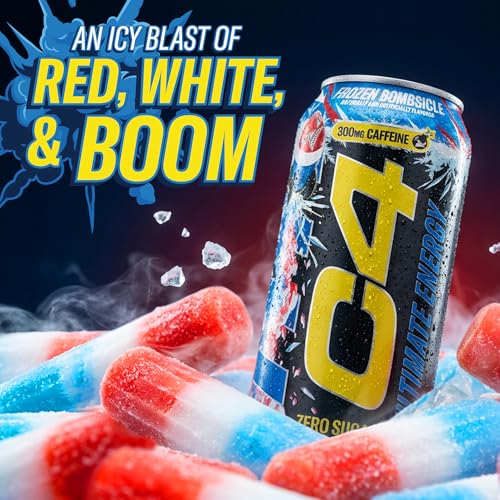 Image of C4 Ultimate Energy Drink, 300mg Caffeine, Zero Sugar, High-Performance Energy for Pre-Workout, Endurance, and Focus, Frozen Bombsicle, 16oz (Pack of 12)