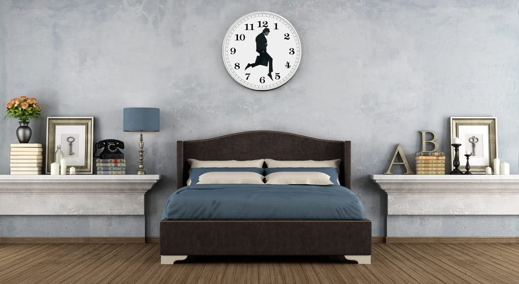 Silent Mute Ministry of Silly Walks Glazen Ronde Wandklok voor Hotel en Woonkamer Decoratie