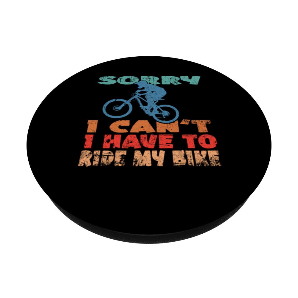 Sorry I can't I Have To Ride My Bike Downhill Biker Bicycle PopSockets Swappable PopGrip, Black - Image 2