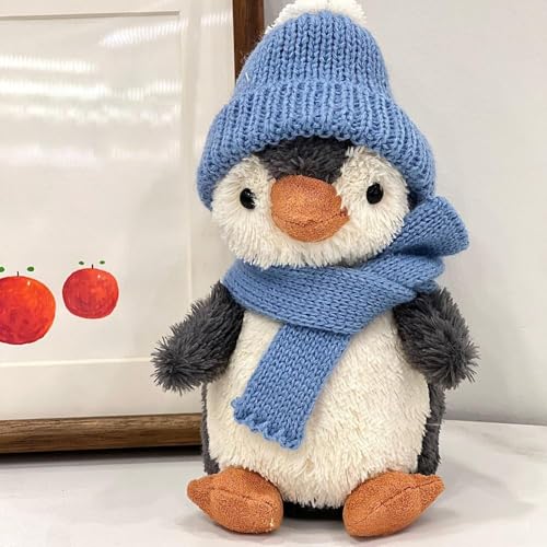 JcvPot Kuscheltier Pinguin 3er Set, 16 cm Weiches Stofftier mit Mütze und Schal, Ideal für Kinder und Erwachsene, Niedliches Geschenk für Geburtstage und Weihnachten
