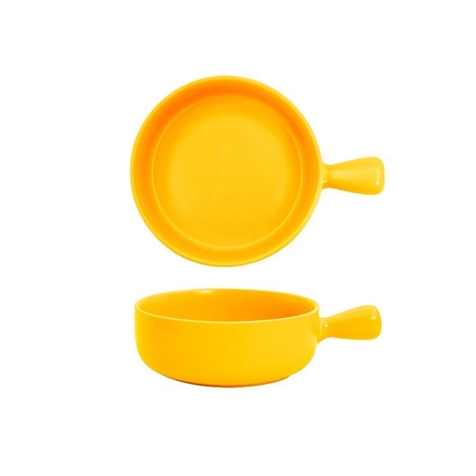 OLSKFUH Kitchen 500Ml Oven Baked Rice Bowl Ceramic Fruit Salad Baking Single Handle Pan Household Breakfast Plate Cooking,Orange