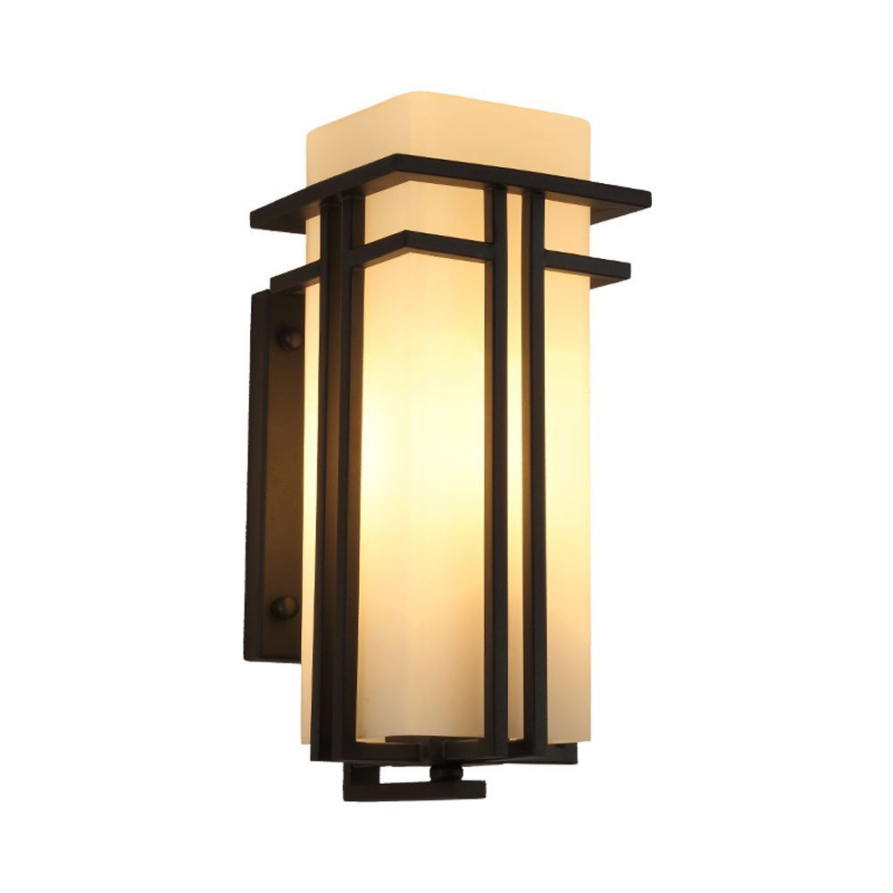VDOQTLJT Black Waterproof Outdoor Wall Sconces Light Retro Outside Antirust Aluminum Lamp Vintage Edison E27 Glass Lighting Fixture for Patio Garden Balcony(Height 39cm)
