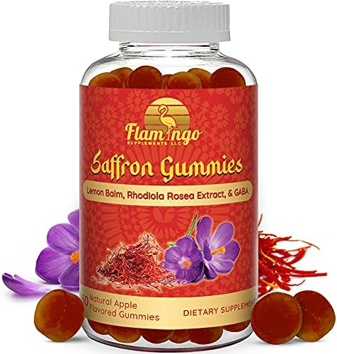 Saffron Extract Gummies- Saffron Supplement Enhanced with Rhodiola Rosea Extract, Lemon Balm and GABA- Nootropic, Improve Mood, Control Appetite, Help PMS, Antioxidant- 60 Apple Flavored Gummies thumbnail