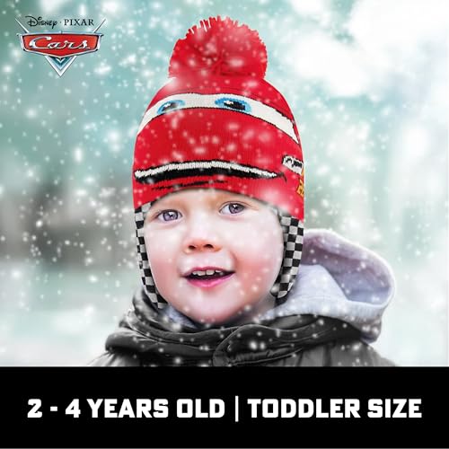 Image of Disney Boys' Winter Hat and Mitten Set, Cars Lightning Mcqueen Toddler Beanie for Ages 2-4