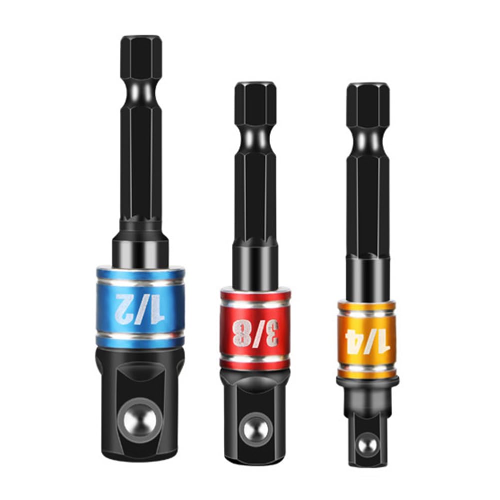 3-teiliges Schlagschrauber-Bit-Set – 1/4", 3/8", 1/2" Adapter Von Steckschlüssel Auf Bohrer