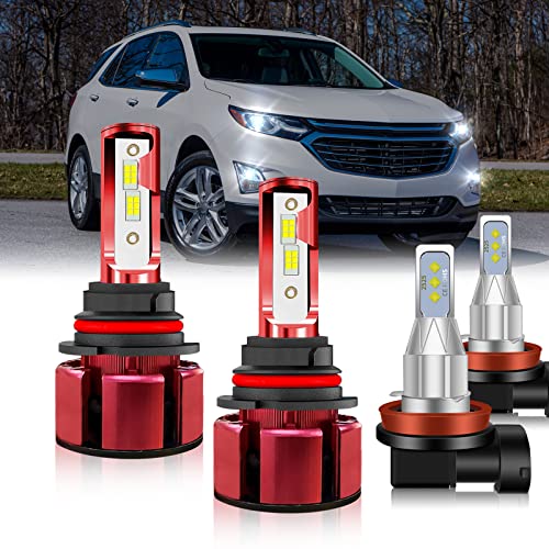 IVBDQV Fit (2005-2009) for Chevy Equinox LED Headlight 9007/HB5 High Low Dual Beam+H11/H8/H16 Fog Light LED Headlight Bulbs 6000K 28000LM LED Headlight Conversion Kit,Pack of 4