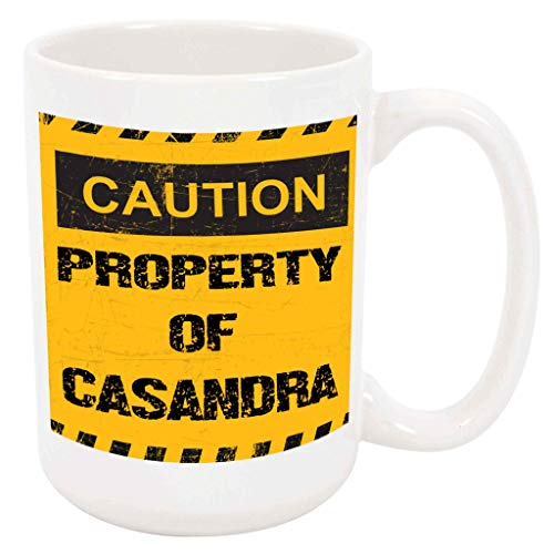 Property of Casandra Coffee Mug - Personalized Ceramic Cup with Name, Custom Mug, Customized Birthday/Christmas Gift, Holiday Present, 11 Oz
