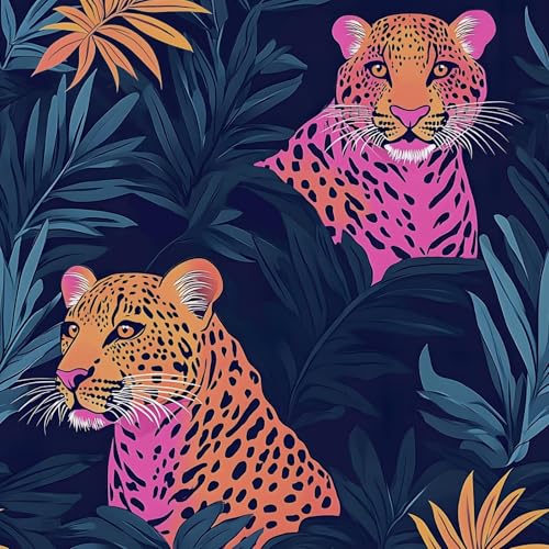 Fvlow Blue Jungle Leopard Peel and Stick Wallpaper 17.4" x 118"