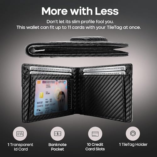 ALPHA PAIR Men's Wallet for Tile Mate (2022) – Bifold Tile Wallet for Men – RFID Blocking with Holder for Tile Tag - Wallet for Tile Tracker with 11 Credit Card Slots - Leather Tile Slim Wallet3