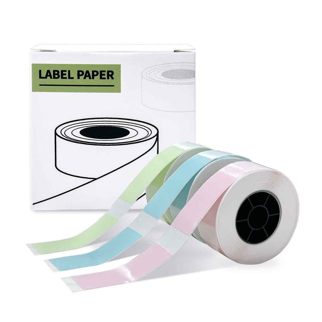 vrettiLabel Maker Tape Sticker Labels for HP2,Thermal Paper Self-Adhesive Label Tape, Labels for Office,Home,kitchen,Storage. (Pre-Cut, Blue,Green,Pink)