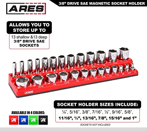 Image of ARES 70234-26-Piece 3 /8-Inch SAE Magnetic Socket Organizer - Holds 13 Standard Size and 13 Deep Size Sockets - Keep Your Tool Box Organized