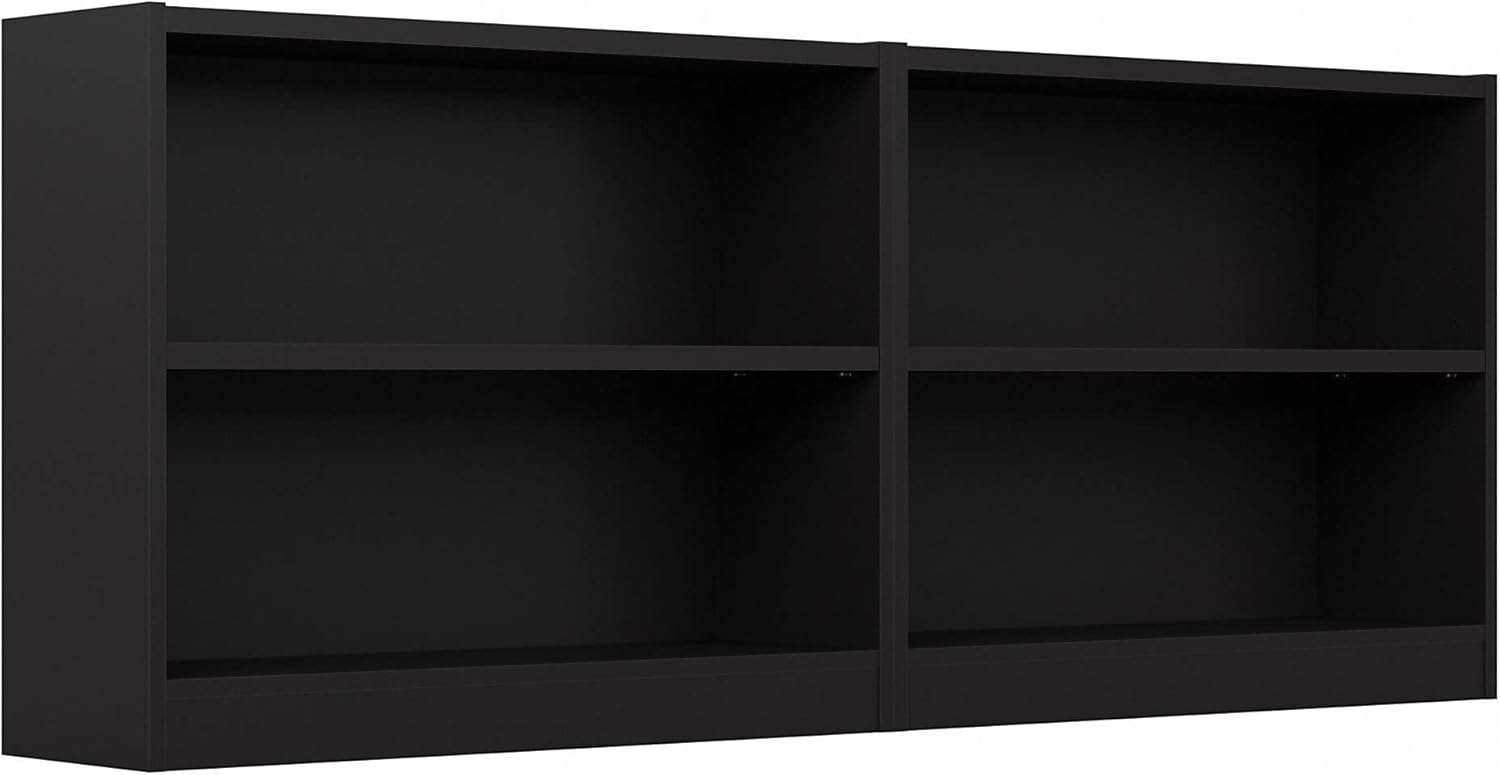 Bush Furniture Universal Small 2 Shelf Bookcase in Black - Set of 2 Black 2 Shelf