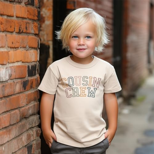 Retro Cousin Crew Varsity Toddler Shirts - Minimalist Colorful Matching Shirts For Cousin - Cute Boys & Girls Natural Toddler Youth Graphic Tee4
