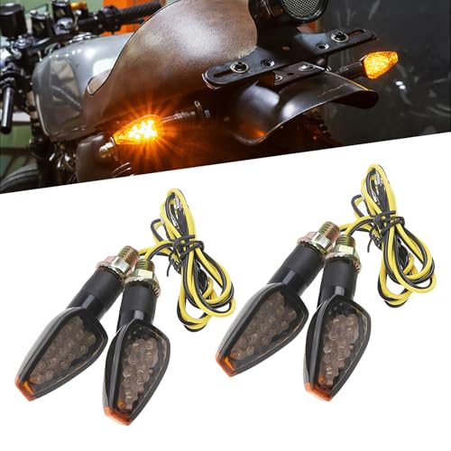 GRANDI 4 PCS Front Rear Motorcycle Blinkers LED Lamps, Motorcycle Mini Turn Signal Light Indicators, Super Bright 12V Motorbike Blinkers Accessories, Universal for Most Vehicle (Yellow)