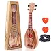 Soprano Ukulele 17-inch Acoustic Toy Guitar for Kids With the Picks, Strap and in wood Color