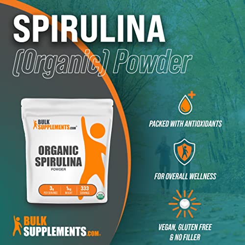 Bulksupplements.com Organic Spirulina Powder - Blue Green Algae - Organic Superfood Powder - Green Powder Superfood - 3G Of Pure Organic Spirulina Per Serving (1 Kilogram - 2.2 Lbs) #TOP1