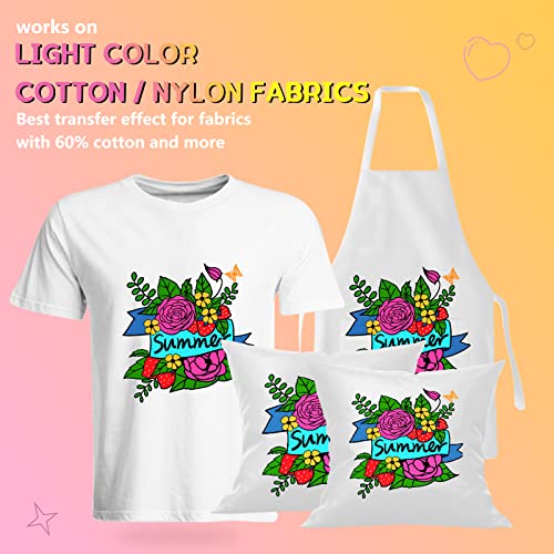 HTVRONT Heat Transfer Paper for Light T Shirts -25 Sheets 8.5x11\" Iron on Transfer Paper for Inkjet & Laser Printer, Stretchable & Durable Printable Heat Transfer Vinyl, Easy to Use - Thumbnail 4