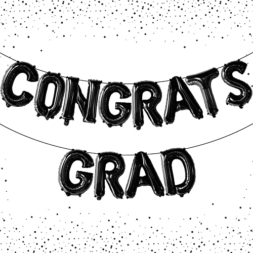 Image of Graduation Decorations 2026 | Black Congrats Grad Balloons - 16 Inch | Black Congrats Grad Banner | Graduation Balloon Banner For Congrats Grad Decorations, Congratulations Decorations, KatchOn