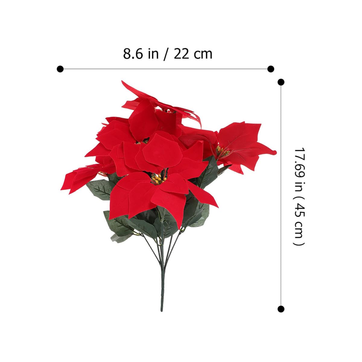 Künstlicher Weihnachtsstern 4 Stück mit 7 Köpfen Realistische Kunststoffpflanze für Weihnachtsdekoration Innen und Außen Langlebiger Poinsettia Strauß für Wohn und Arbeitsräume
