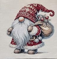 Gobelin-Panel, Happy Santa (2). Größe 47x47 cm, Weihnachten, Weihnachtsstoff, Kissen-Panel (Rot)