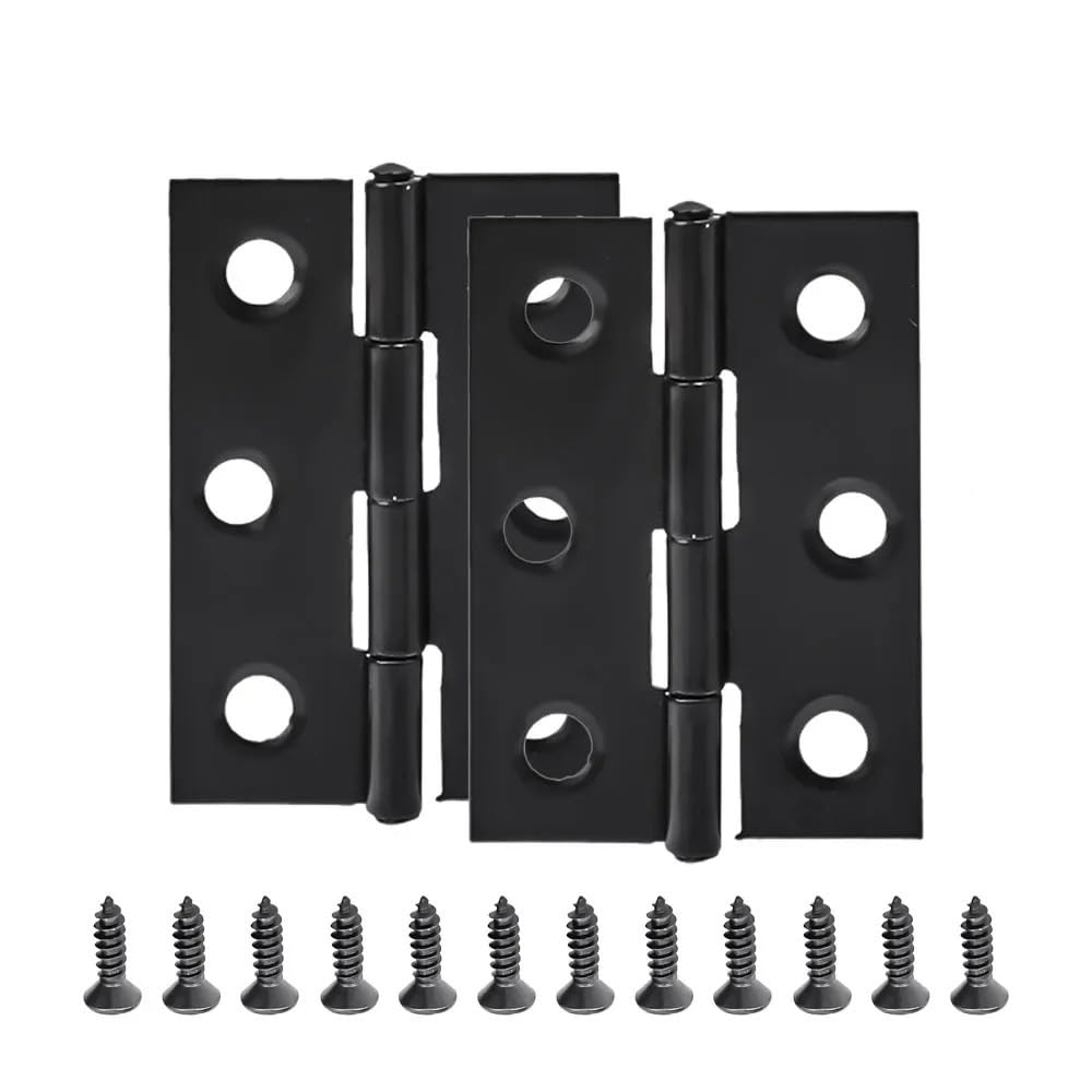 Udhsnjzg 2Sets Door Hinges 1-10Pcs Black Door Hinges Stainless Steel Furniture Butt Hinge Window Cabinet Drawer Flat 2-Inch Hardware Tool(2Sets)